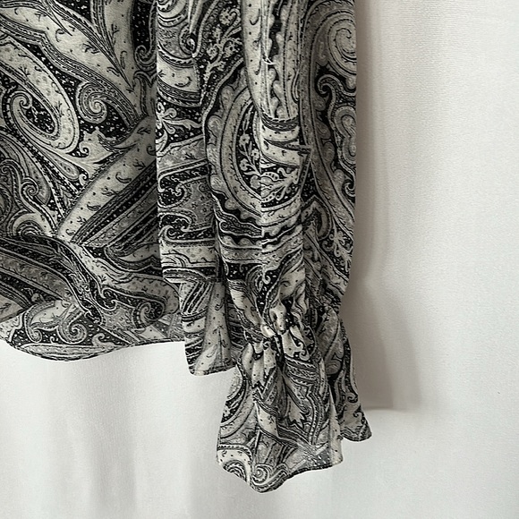 White House Black Market Black/Grey Long Sleeve Blouse Shirt Top **Sz 12**🌺🌺 - Picture 5 of 6